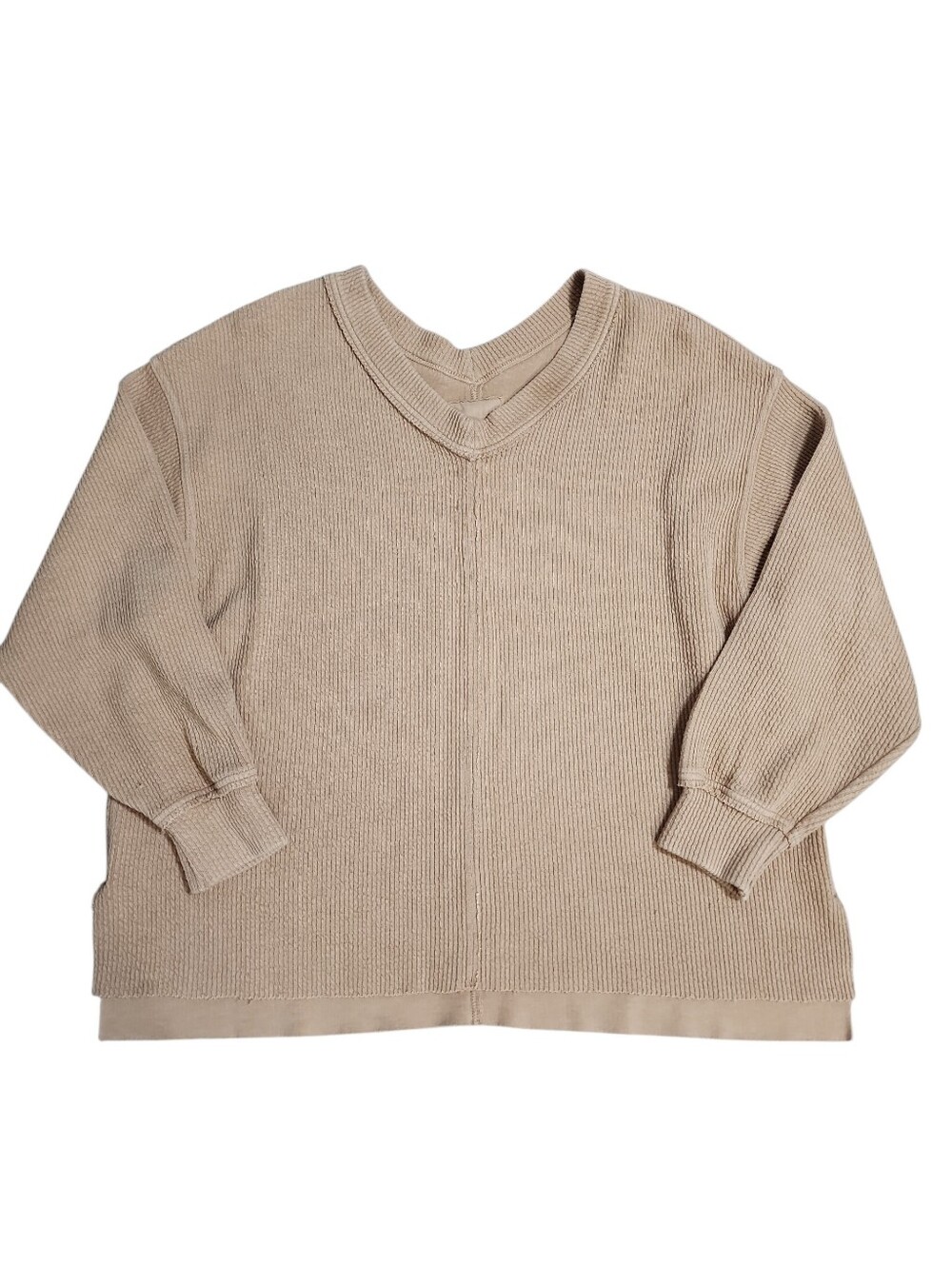 Aerie Wonder Textured Oversized Sweatshirt Camel Brown Size Medium